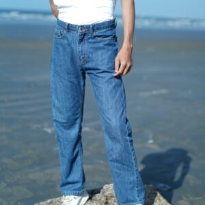 classic dark blue straight fit jeans